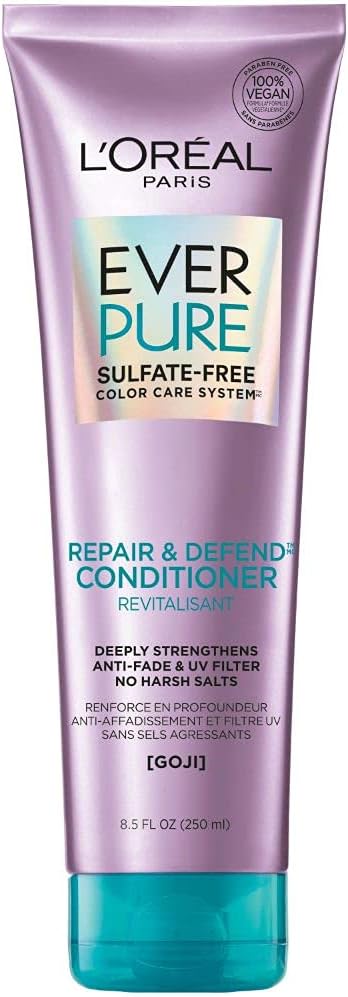 L'Oreal Paris EverPure Repair and Defend Sulfate Free Conditioner for Color-Treated Hair, Strengthens and Repairs Damaged Hair, with Goji, 8.5 Fl; Oz (Packaging May Vary)