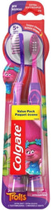 Colgate Palmolive Kids Toothbrush, Trolls, Extra Soft - 2 Count (Pack of 1)