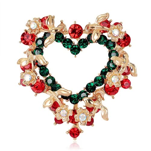 NEW BIG TOP DEALS HOLIDAY XMAS CHRISTMAS HEART EMBELISHED PIN BROOCH GREAT GIFT WOMEN WIFE GIRLS ANNIVERSARY