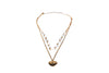 Charming Charlie 2-Layered Gold-Plated Necklace with Beaded Chain and Curb Chain, Adorned with Antique Heart Pendant - Women's Layered Necklace for Timeless Elegance.