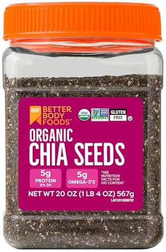 Bbf Organic Chia Seeds 20 Oz, Omega-3 & Fiber, Pudding, Smoothies, Oatmeal - Personal Care
