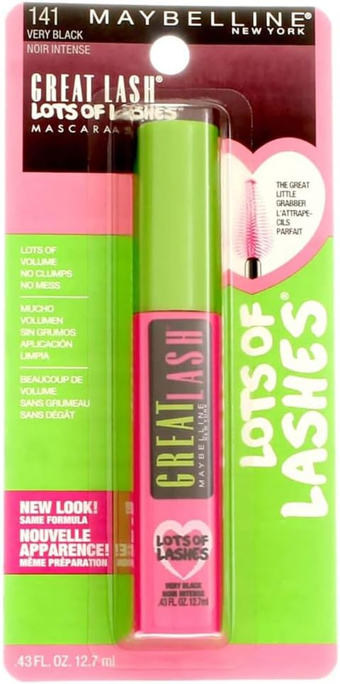 Myb Masc Grt Lsh Lots Vry Size .43 O Maybelline Great Lash Mascara Lots Of Lashes Washable Very Black