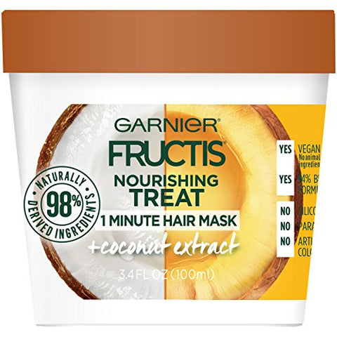 Garnier Fructis Coconut Hair Treat Mask, 3.4 fl oz - Nourishing Deep Conditioning for Smooth Hair