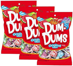 Dum Dums Lollipops Hard Candy Suckers 3.5 Oz. Bag, 3-Pack, 42 Pops Total (Original Mix)