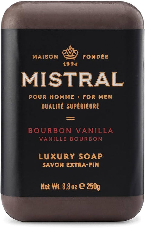 Mistral Bourbon Vanilla Luxury Bar Soap for Men, Natural Soap Bar, 8.8 oz - Personal Care