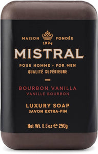 Mistral Bourbon Vanilla Luxury Bar Soap for Men, Natural Soap Bar, 8.8 oz - Personal Care