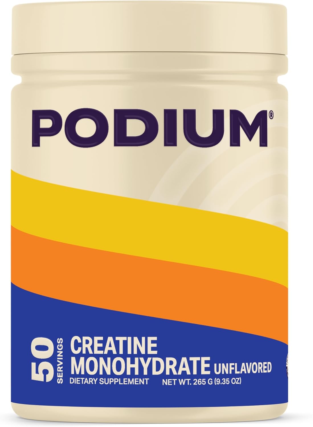Podium Creatine Monohydrate Powder, Unflavored, 50 Servings
