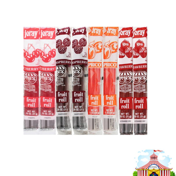 Variety Pack Fruit Roll Joray, 4 Flavors - Raspberry, Apricot, Strawberry, Cherry, 2 Each - 8 Pack - .75 Oz Fruit Leather, All-natural, Gluten-free, Perfect Snack For Kids & Adults