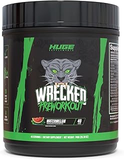 Wrecked Pre Workout Powder, Advanced Formula, Boosts Energy, Focus, Pumps & Performance, 10g L-Citrulline, 6.4g Beta Alanine, 5g Tyrosine, 1g Alpha GPC, 375mg Fast-Acting Caffeine & More (Watermelon)