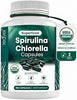 Organic Spirulina and Chlorella Capsules – 180 Chlorophyll Pills, Blue Green Algae Powder Capsules to Support Detox, Mitochondria & Energy– 3X More Chlorella Spirulina Powder/Serving