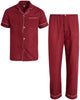 Ten West Apparel Men's 2-Piece Pajama Set with Short Sleeve Shirt and Long Pants, Size Large, Burgundy - Personal Care