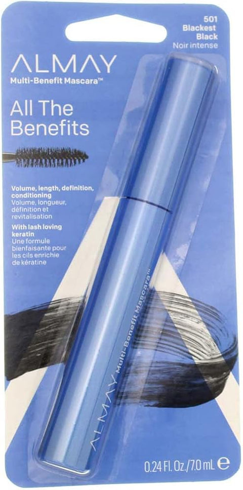 Almay One Coat Multi-Benefit Mascara, Blackest Black, 0.24 Fluid Ounce (Pack of 2)