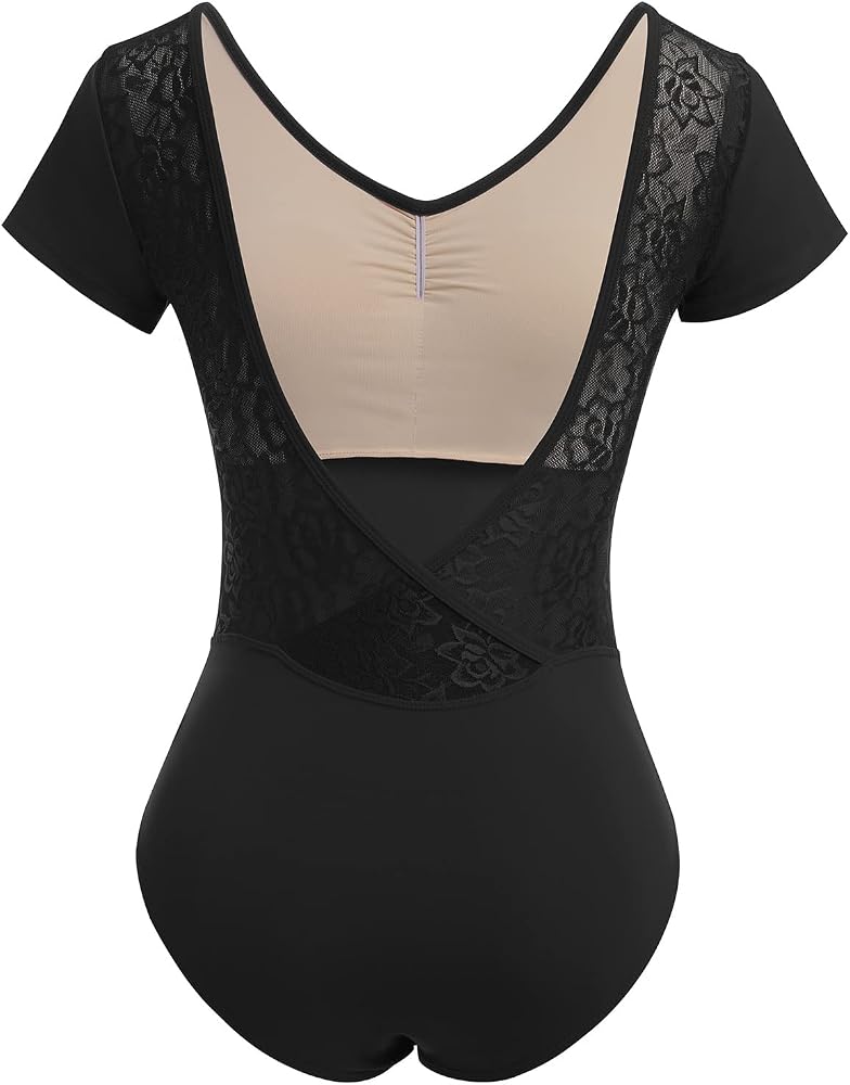 Moret Kids Girls' Ballet and Dance Short Sleeve Leotard - Combination Pack (Black & Pink) - Classic Cotton Stretch Studio Practice Outfit, Small