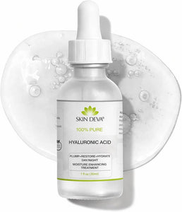 Skin DEVA 100% Pure Hyaluronic Acid Serum for Face – Hydrating Facial Serum to Help Plump and Smooth the Appearance of Fine Lines – Lightweight Moisture Boost for All Skin Types – 1 Fl oz