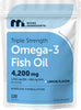 Micro Ingredients Triple Strength Omega 3 Fish Oil Supplements 4200mg Per Serving, 120 Softgels – Lemon Flavored – Burpless | EPA 1200mg + DHA 900mg | Deep Sea Fish