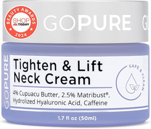 goPure Tighten & Lift Neck & Chest Moisturizer Cream for Visibly Firming, Tightening and Lifting the Look of Wrinkles & Crepey Skin, 1.7oz
