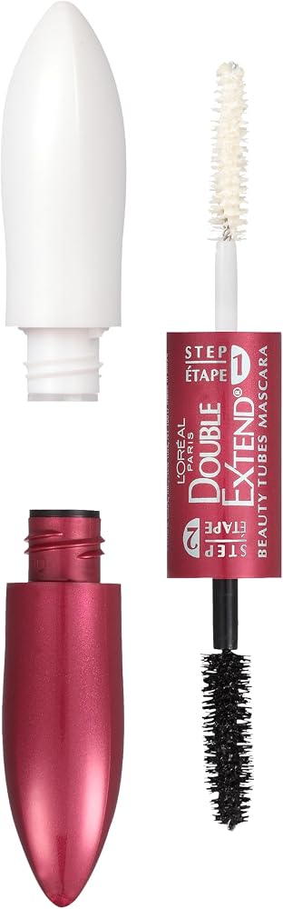 L'Oreal Paris Makeup Double Extend Tubing Mascara, Lengthening 2 Step Mascara, Smudgeproof, Black - Personal Care