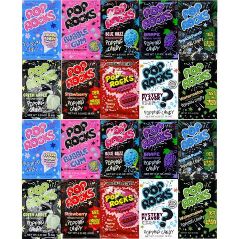 Variety Pack Pop Rocks Popping Candy - 20 Count, 0.33 oz Bags - 10 Assorted Flavors, 2 Packs Each - Individually Wrapped - Personal Care