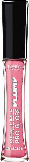 L'Oreal Paris Infallible Pro Gloss Plump Lip Gloss with Hyaluronic Acid, Long Lasting Plumping Shine, Lips Look Instantly Fuller and More Plump, Gleam, 0.21 fl. oz.