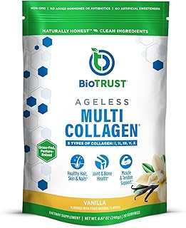 BioTRUST Multi Collagen Peptides Vanilla Powder - Hydrolyzed, Grass Fed