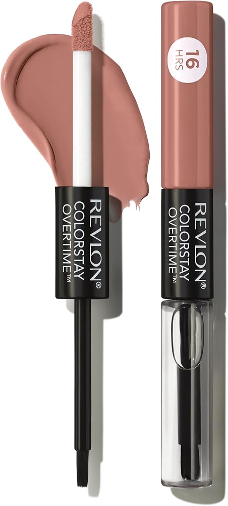 Revlon ColorStay Overtime Lipcolor, 540 Unstoppable Nude, 0.07 fl oz | Dual-ended liquid lipstick with clear lip gloss. Moisturizing ingredients. Won't smudge, bleed or feather. - Lip Makeup - Beauty