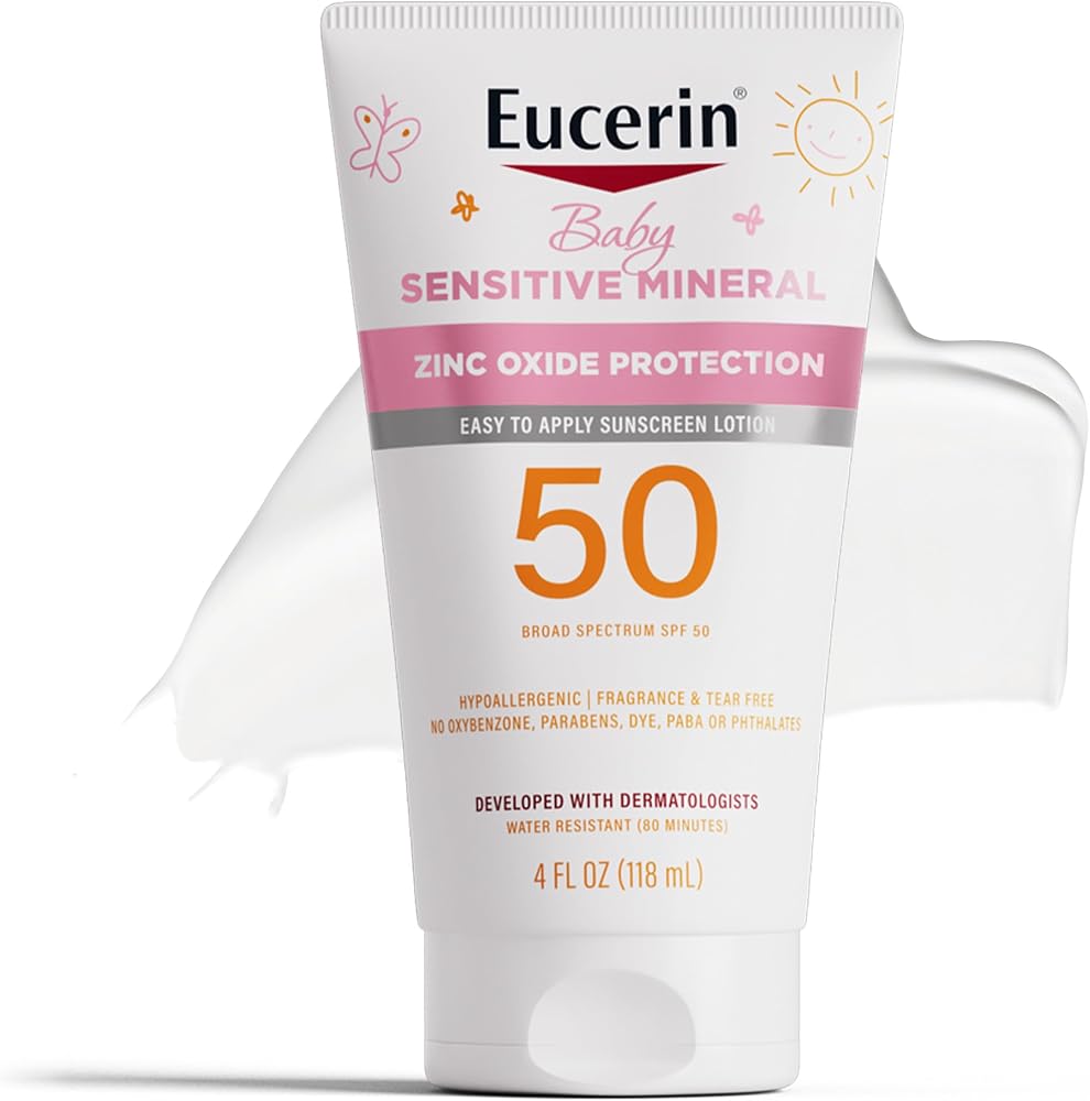 Eucerin Baby Sensitive Mineral Sunscreen Lotion, SPF 50, 4 FL OZ - Personal Care