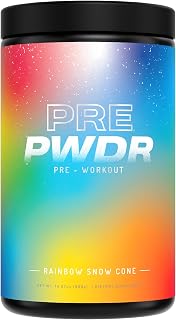 Pre-Workout Powder, All Natural Pre Workout for Energy, Pump, Endurance & Strength, with Caffeine (Rainbow Snowcone)