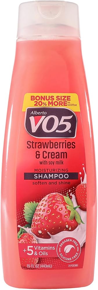 Alberto VO5 Moisture Milks Moisturizing Shampoo - Hydrating Shampoo with Soy Milk - 5 Oils and Vitamins - Strawberries and Cream Scent - 15 oz