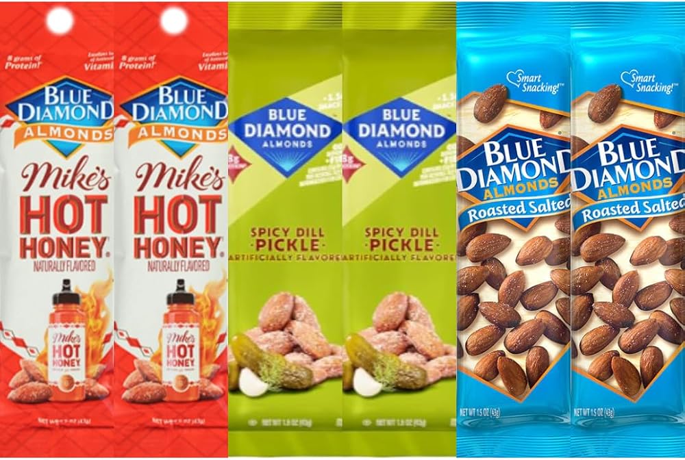 Diamond Almonds Variety Pack, Hot Honey, Spicy Dill Pickle & Roasted Salted, 1.5 oz Each, 6 Pack
