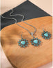 BIG TOP DEALS USA Turquoise Jewelry Flower Heart Pendant Vintage Necklace and Earring Set  - Image 2