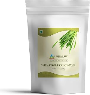 HERBAL HILLS Wheatgrass Powder 16 Oz (454 g) | Wheat Grass Green | Herbal Supplement Powder