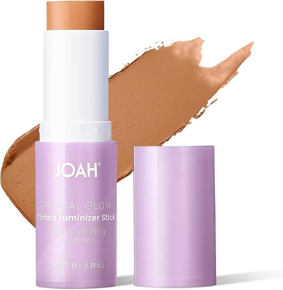 JOAH Crystal Glow Tinted Luminizer Stick, Multitasking Korean Makeup Highlighter and Bronzer Stick, Customizable Formula for a Natural Glow, Peptide Infused, Medium with Warm Undertones