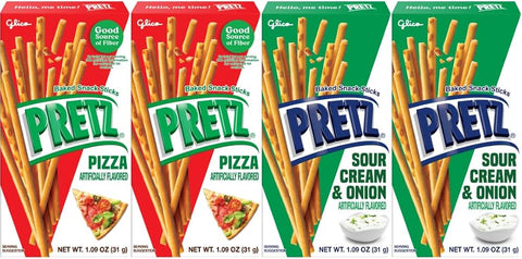 Baked Snack Sticks Variety Pack 4 Pack, 1.9 oz Bags, Crunchy Pretzel, Individually Wrapped Snack Sticks for Lunch, Travel, Office & On the Go