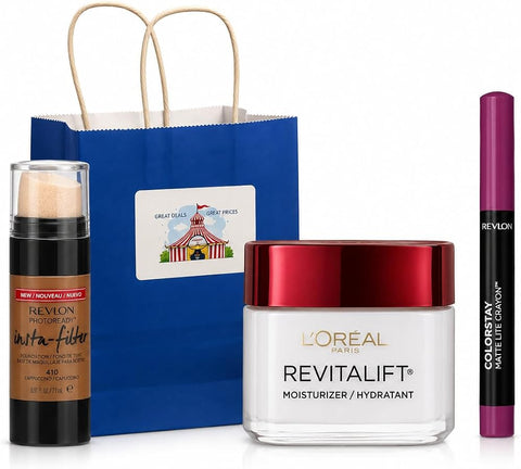 BIGTOPDEALSUSA Beauty Gift Set, Revlon, L'Oréal and Almay, Full Beauty Mixed Brand Pack, Brightening