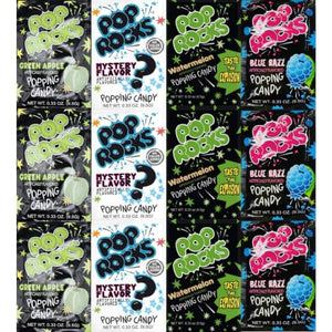 Variety Pack Pop Rocks Popping Candy, 12 Pack, 0.33 oz Each, Green Apple, Mystery Flavor, Watermelon and Blue Razz, Individually Wrapped - Personal Care