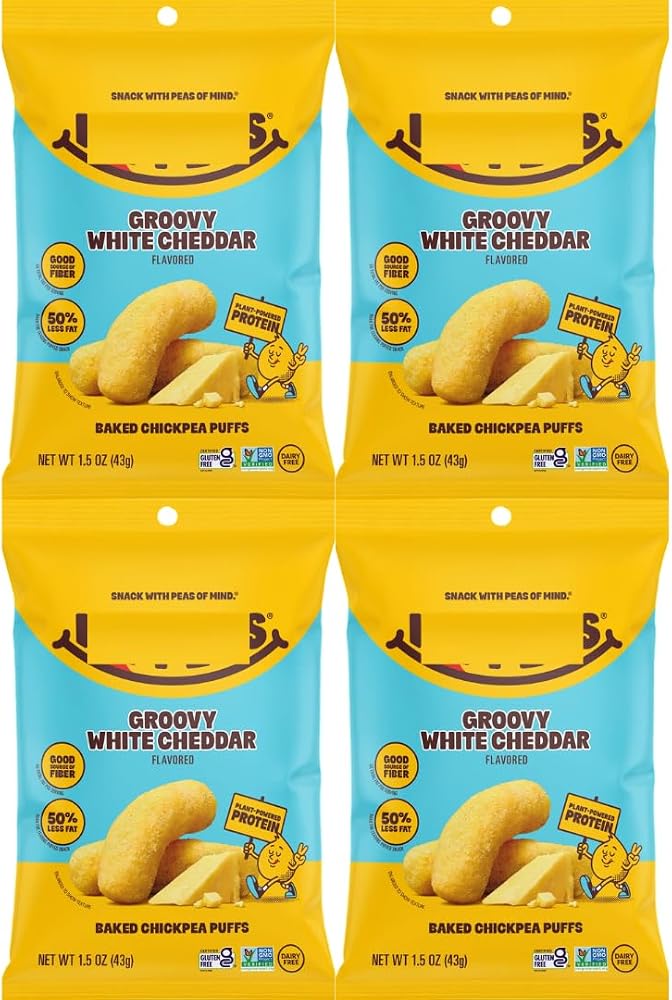 Chickpea Puffs Groovy White Cheddar, 1.5 oz Bags, 4 Pack