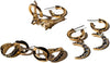 Charming Charlie 3 Pairs of Gold-Plated Earrings - Elevate Your Style with Eiffel Tower, Half Moon C-Hoops, and Chunky Studs. Discover Versatile Elegance for Women.