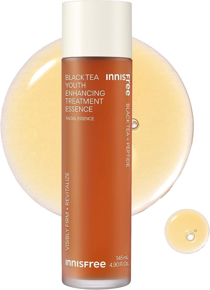 Innisfree Black Tea Youth Essence | Korean Anti-Aging Treatment with Niacinamide and Hyaluronic Acid for Radiance, Firm Skin, Hydration and Barrier Support