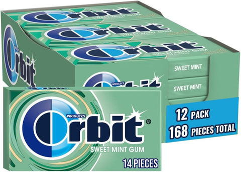 Orbit Sweet Mint Sugar Free Chewing Gum, 12 Packs, 14 Pieces (168 Total) - Personal Care