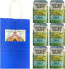 Big Top Deals USA Blue Paper Bag (5.25x3.2x8) with Snaps Veggie Chips Caesar 6-Pack – Cust - Image 1