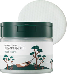 Round LAB Pine Calming Cica Pad 50pcs, 7cm Wide Cooling and Soothing Toner Pads with Pine Cica, BHA + LHA, and Hyaluronic Acid for Heated, Acne-Prone Skin, Multi-Zone Hydration, Korean Skincare