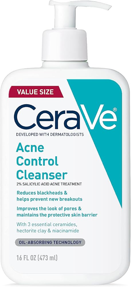 Cerave Acne Control Cleanser, Face Wash with 2% Salicylic Acid, 16 oz - Personal Care