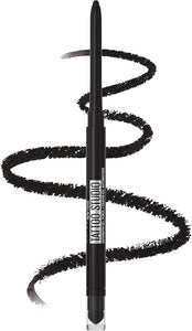 Maybelline Tattoo Studio Automatic Gel Pencil Waterproof Eyeliner, Blendable, Smudge Resistant, Matte Eyeliner For Up To 36HR Wear, Pitch Black (Smokey Black), Packaging May Vary