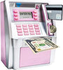 2026 Upgraded ATM Savings Bank for Real Money for Adults Kids with Card Mini ATM Piggy Bank Machine for Boys Girls, Password Login,Coin Recognition,Balance Calculator,Electronic Safe Box (Silver/Pink)
