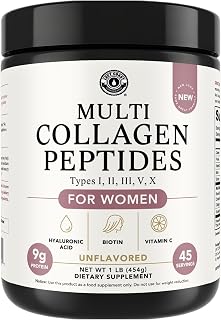 Multi Collagen Powder with Biotin, Hyaluronic Acid & Vitamin C, 16oz