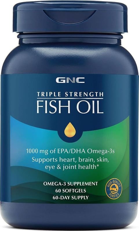 GNC Triple Strength Fish Oil, 1000mg EPA & DHA, 60 Softgels