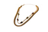 Charming Charlie 2-Layered Gold-Plated Necklace - Chain Link with Green and Purple Charms and Curb Chain - Women's Captivating Layered Necklace for Radiant Elegance.