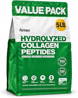 Hydrolyzed Collagen Peptides Protein Powder 5 LB Bulk, 226 Servings