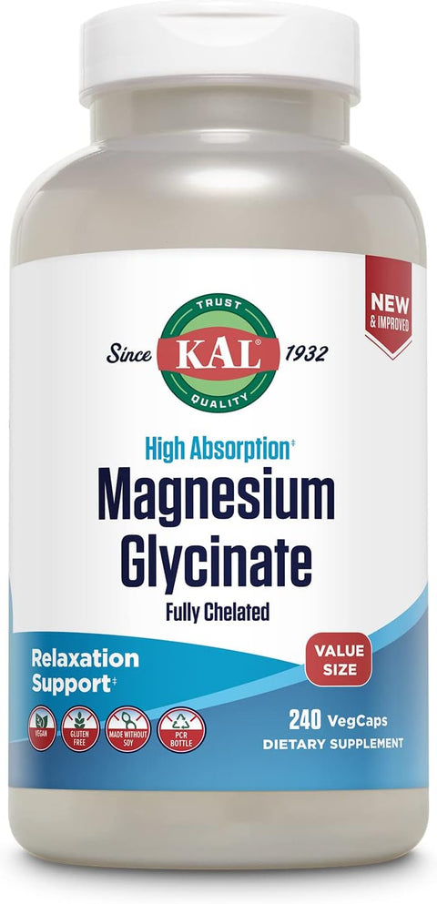 KAL Enhanced Absorption Magnesium Glycinate, 240 VegCaps