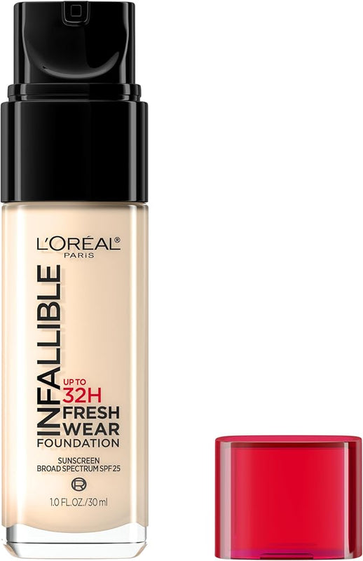 L'Oreal Paris Infallible Up to 32 Hour Fresh Wear Lightweight Foundation, 390 Rose Pearl, 1 Fl Oz - Long-Lasting Face Makeup for All Skin Types - Beauty - Cosmetics